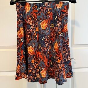 Anthropologie Floral Flirty Swing Bohemian A-Line Pull-on Mini Skirt Orange Blue